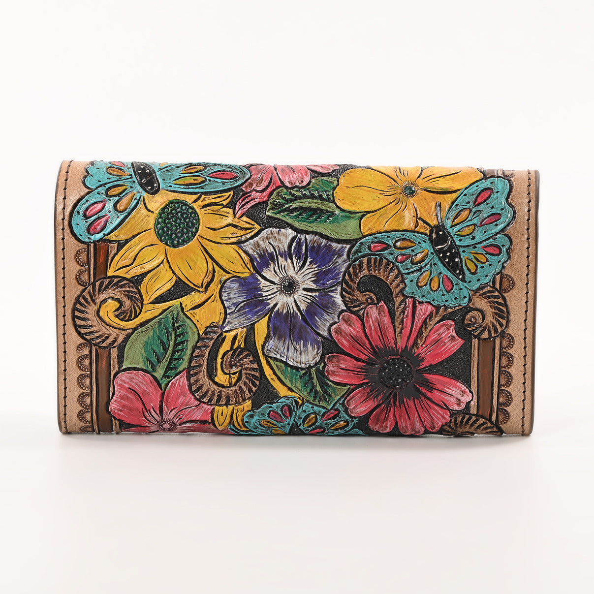 colour blast handtooled wallet